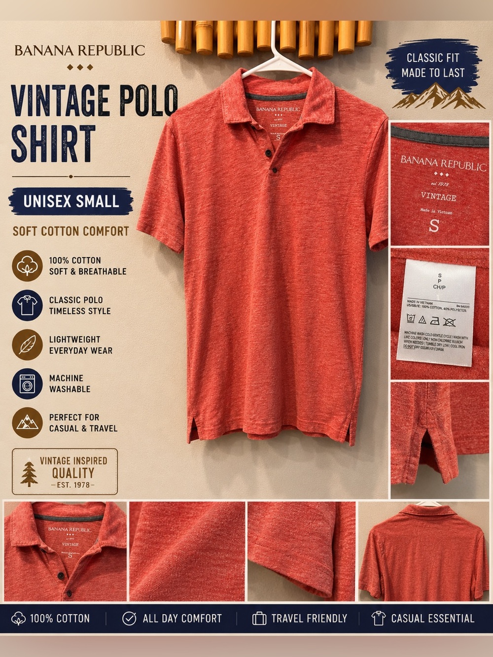 Banana Republic Vintage Polo Shirt Men’s Small